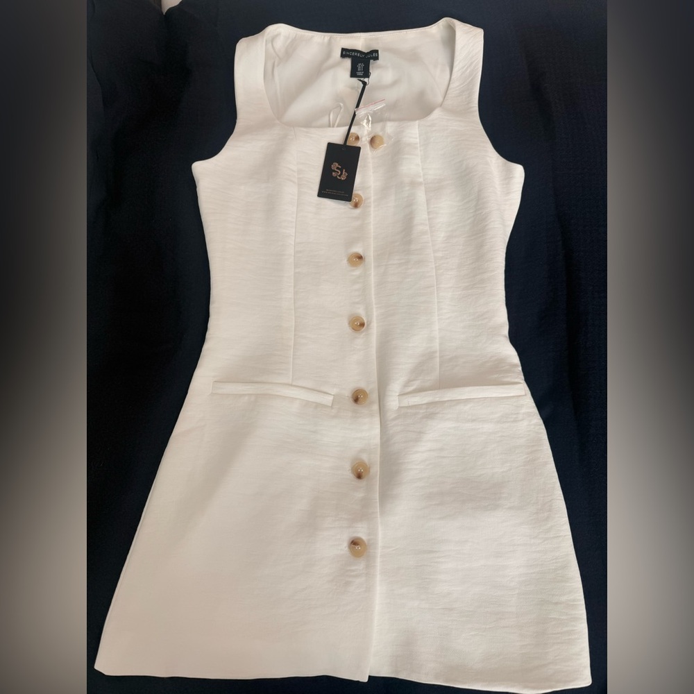 Sincerely Jules White Button-Front Mini Dress